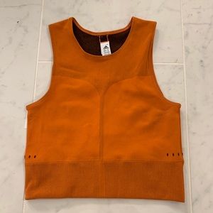 Orange Adidas knit workout crop top
